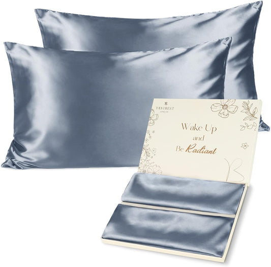 Premium Satin Pillowcases Set of 2 - Luxurious Silk Pillow Covers with Zipper for Hair & Skin, Queen Size 